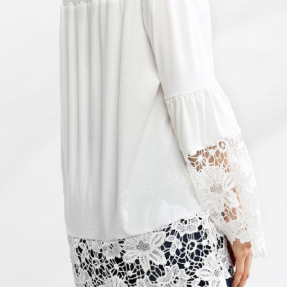 Romwe: White Crochet Off-The-Shoulder Blouse - Picture 3 of 4